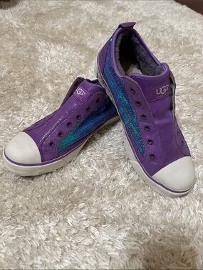 UGG Purple Sequin Slip-On Sneakers with Teal Accent